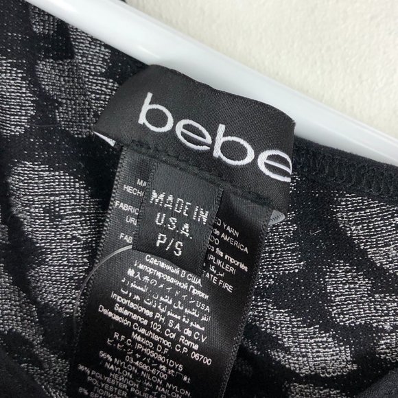 BEBE leopard single shoulder bodycon dress silver - Picture 5 of 6